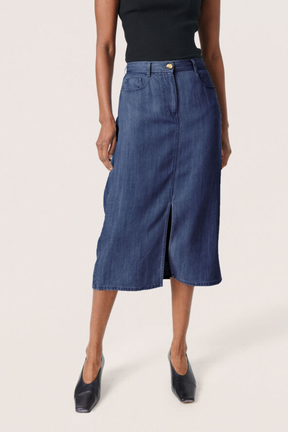 Soaked in Luxury SLFriday Skirt Dark blue denim