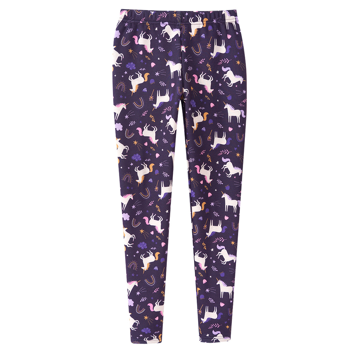 Yigga Mädchen Thermo-Leggings mit Einhorn-Print dunkellila