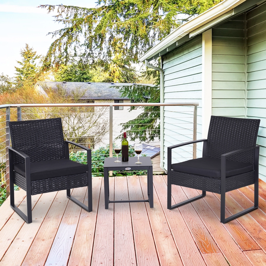 Outsunny Polyrattan Sitzgruppe als 5-tlg. Set schwarz
