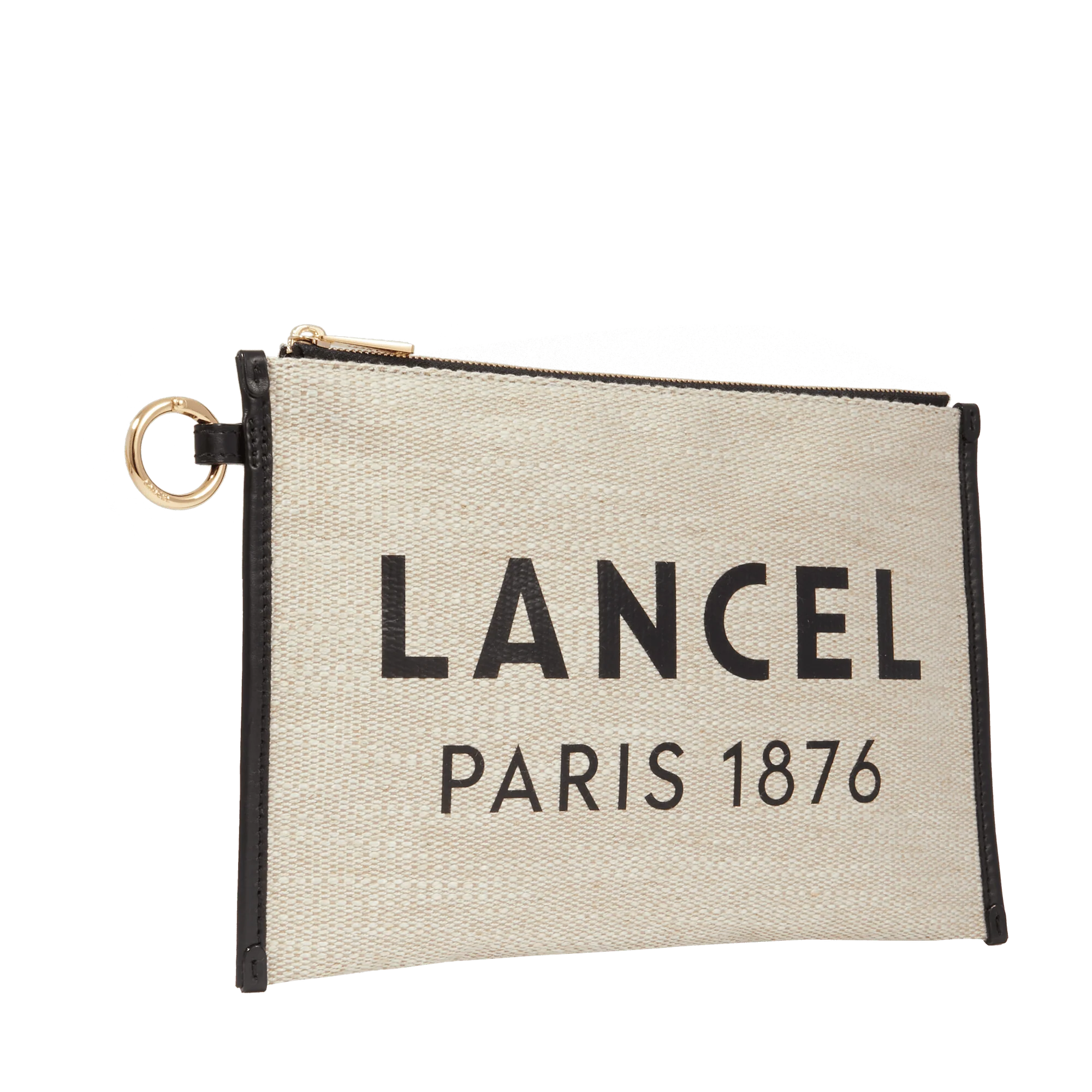 L zipped pouch Summer Tote-Naturel/Noir