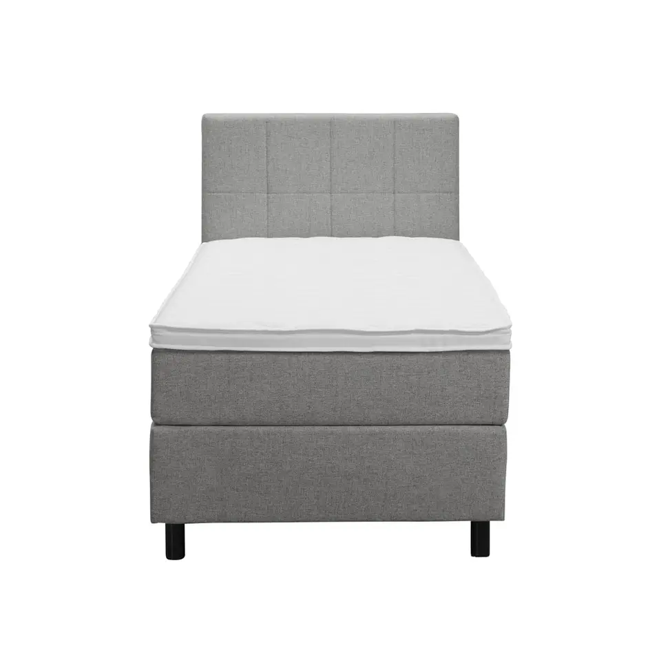 Boxspring Liv geblokt - lichtgrijs - 90x200 cm - ronde poot