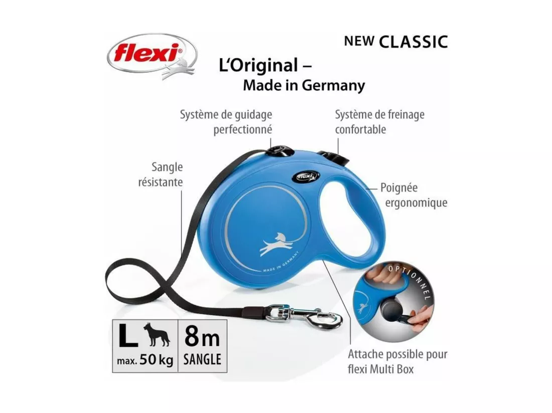 Laisse L Tape 8 m blue