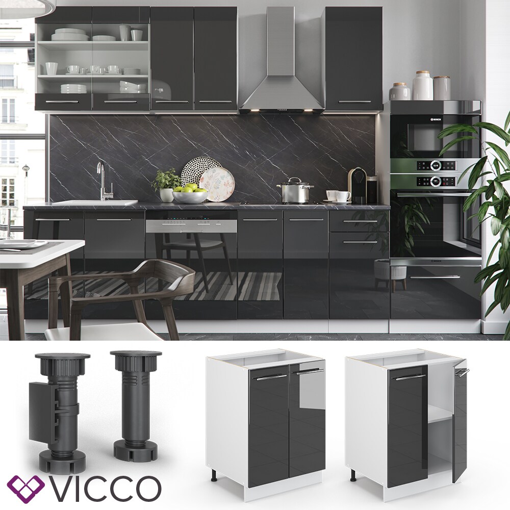 VICCO Unterschrank 60 cm Anthrazit Küchenzeile Unterschrank Fame