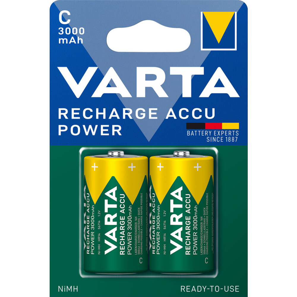 VartaRecharge Accu Power Oplaadbare Batterijen C 3000mAh2 stuks