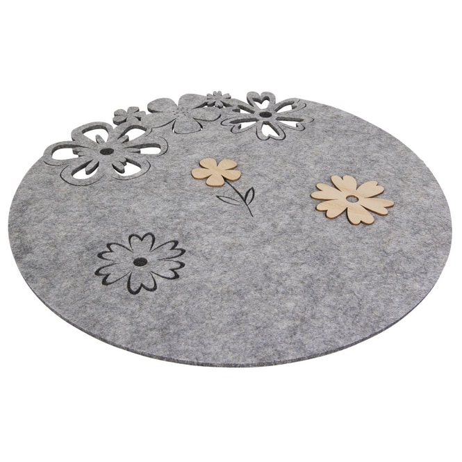 Platzdeckchen mit Blumen - rund - ca. 38 x 0,5 cm - 1 Stück