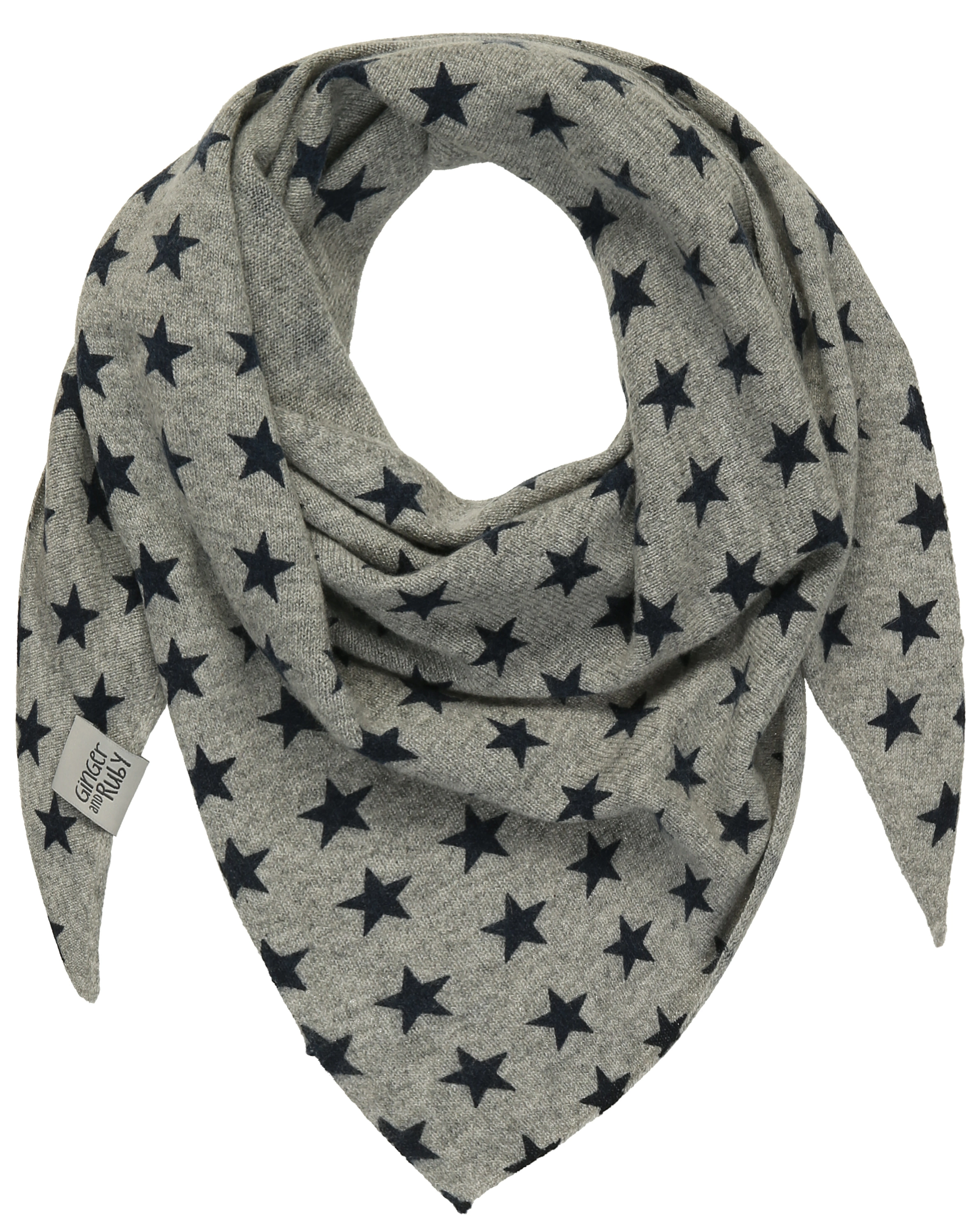 Kaschmir-Triangleschal STARS in grau