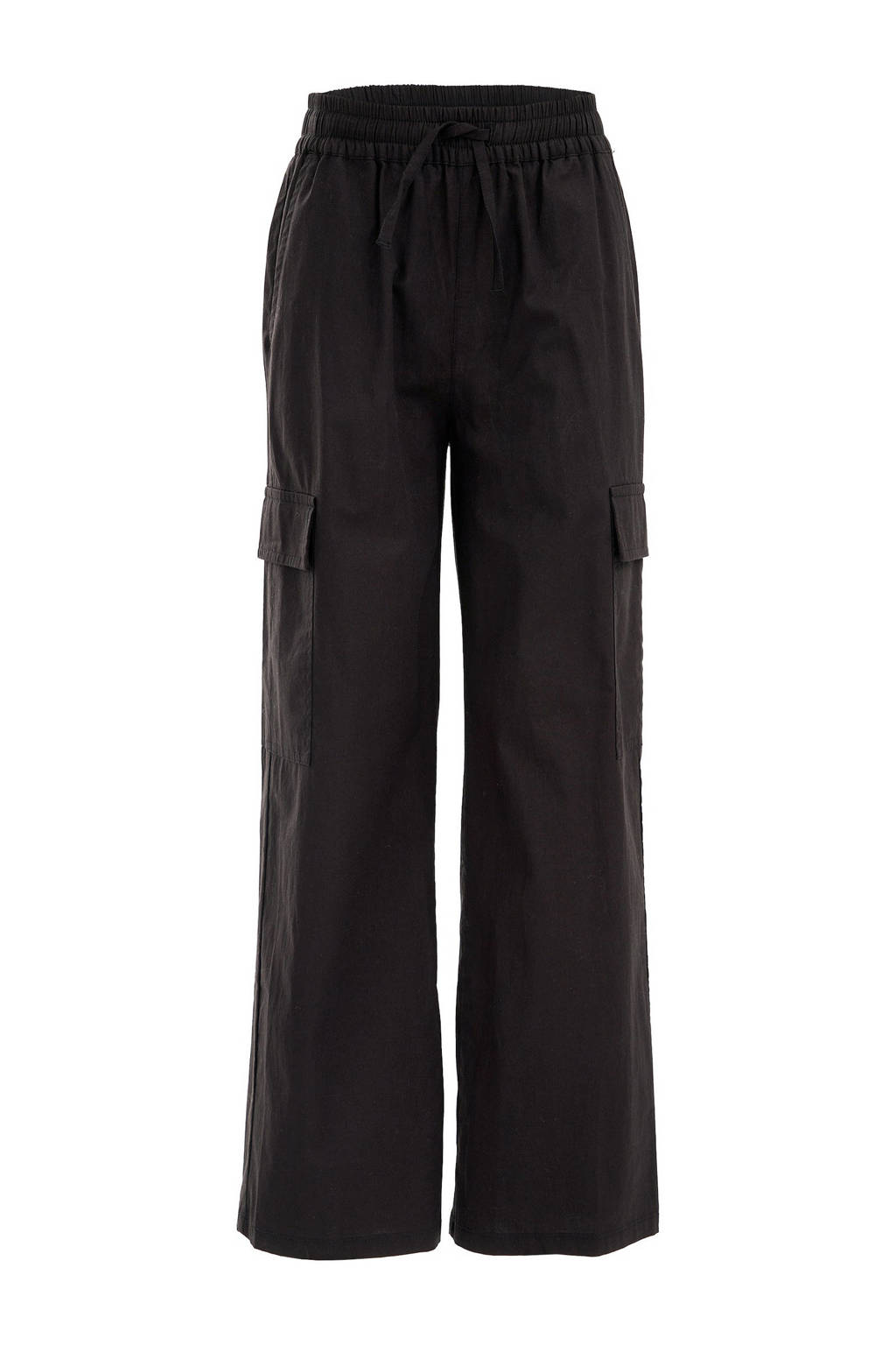 WE Fashion wide leg cargobroek zwart