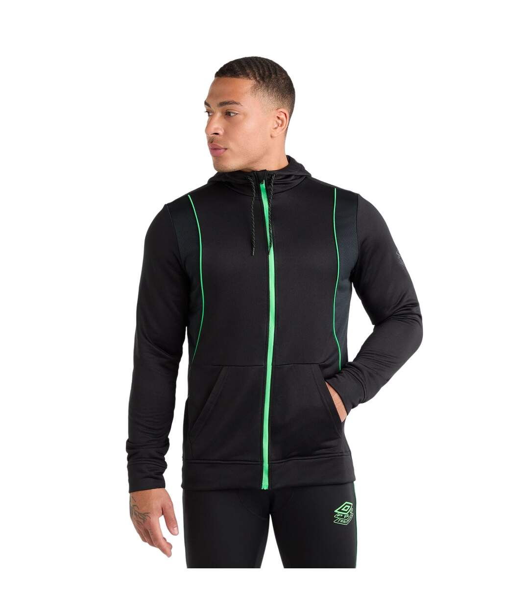 Umbro - Veste à capuche PRO - Homme (Noir / Vert) - UTUO1719