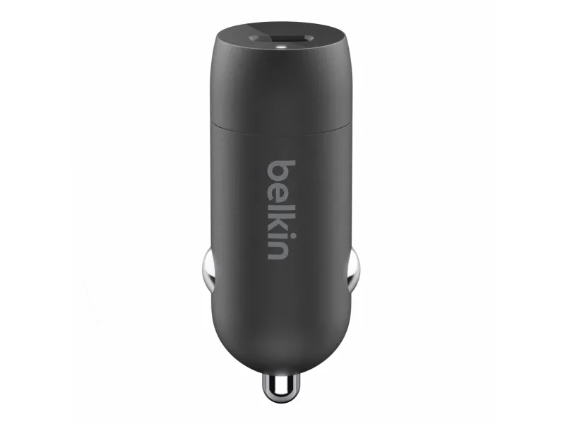 Belkin BoostCharge Car Charger - Bilstrømsadapter - 18 Watt - 3.6 A (24 pin USB-C) - på kabel: Lightning - sort