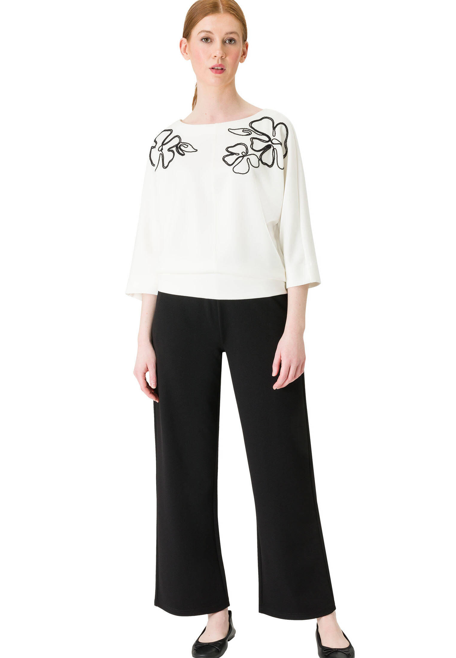 zero| Damen Sweatshirt mit Blumenstickerei