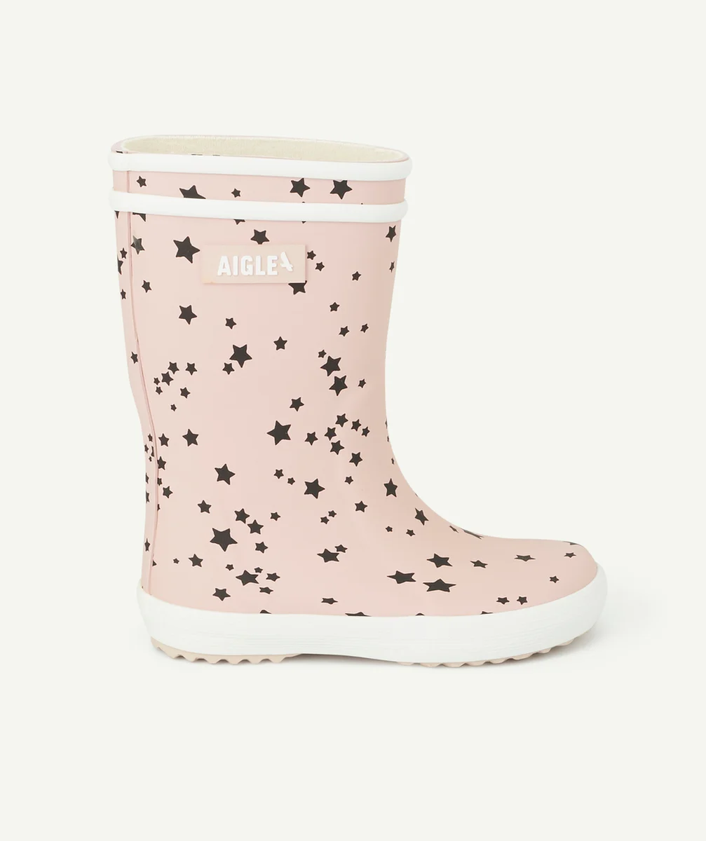 AIGLEBOTTES EN CAOUTCHOUC ROSE IMPRIMÉES ÉTOILES FILLE