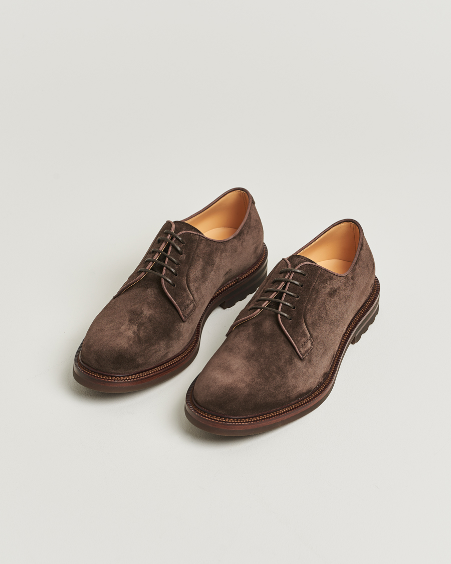Brunello Cucinelli Plain Toe Derby Dark Brown Suede