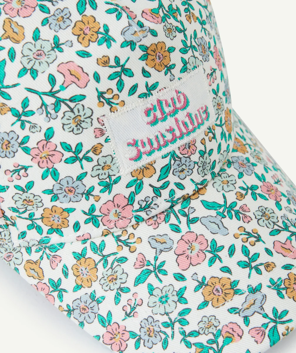 CASQUETTE FILLE AVEC IMPRIMÉ FLEURI ET PATCH BRODÉ SUNSHINE
