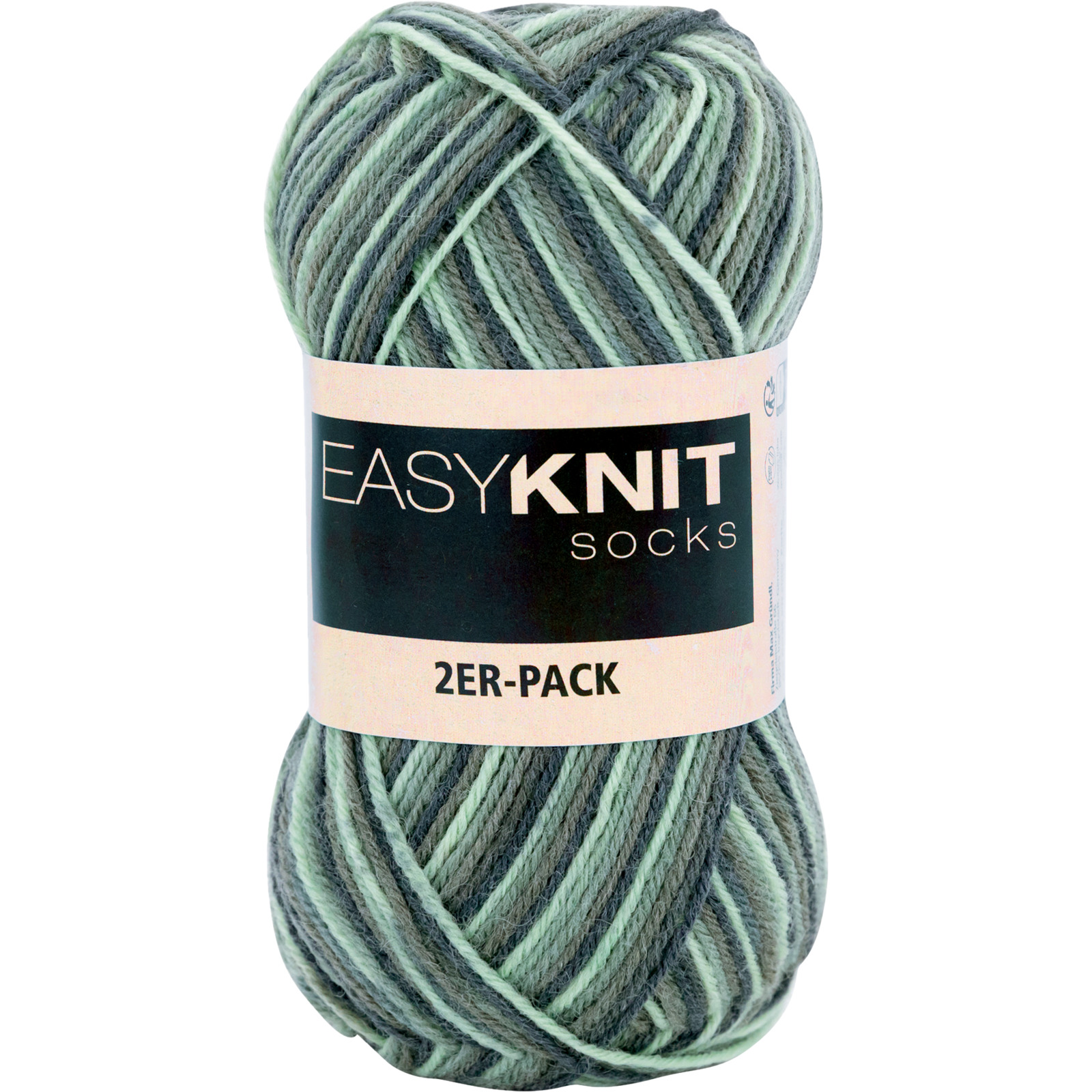 Sockenwolle 2er-Set, 2 x 50 g / Knäuel grün