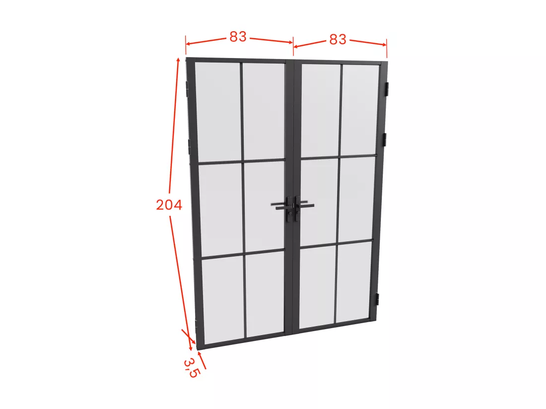 Bloc porte à deux battants en aluminium et verre dépoli - 2 x H204 x L83 cm - Noir - SEROTO
