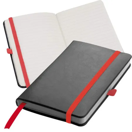 Macma Notizbuch mit rotem Lesebändchen, DIN A6, 160 linierte Seiten, schwarz