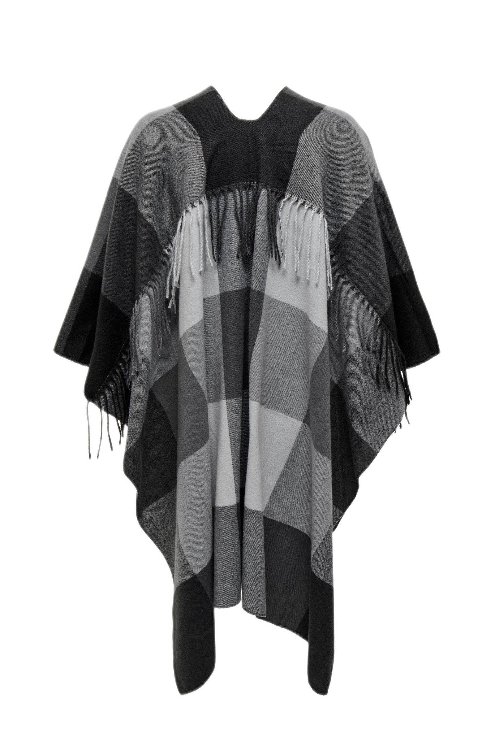 ONLY geruite poncho ONLVIVIAN grijs