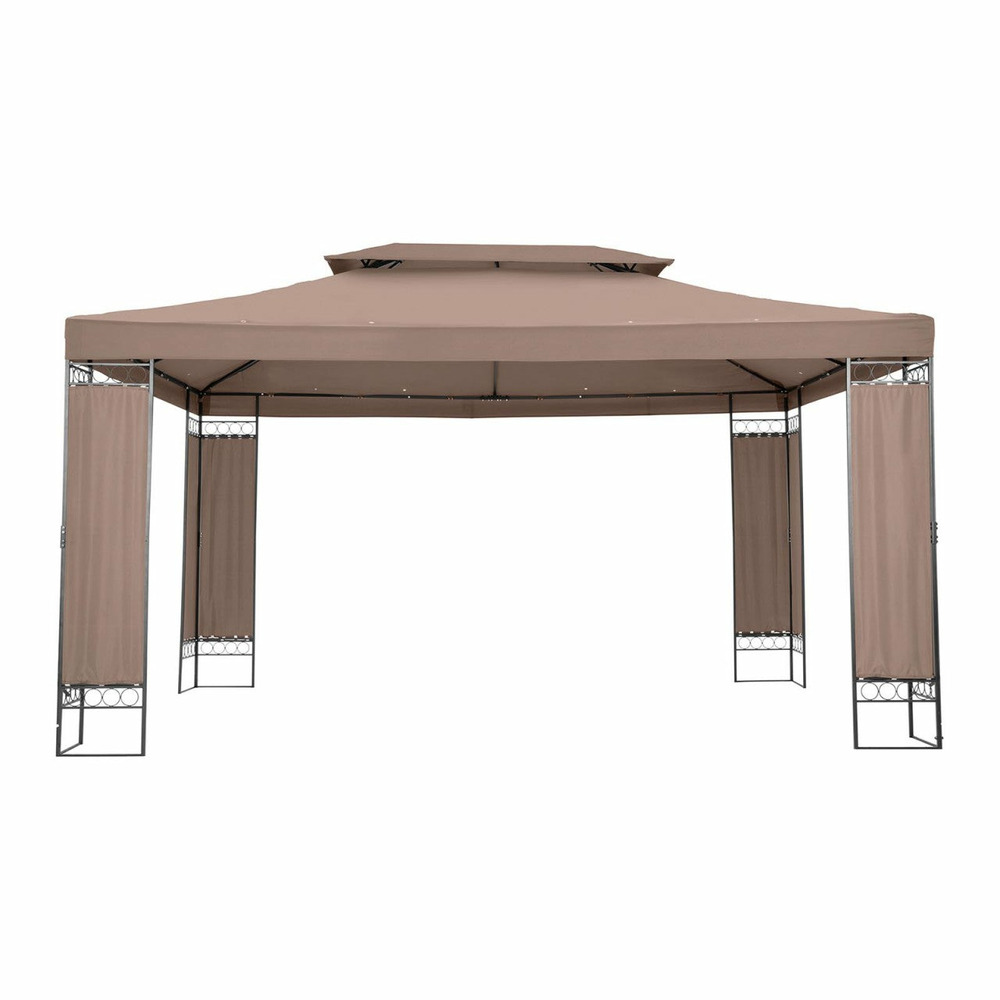 Pergola pavillon barnum tonnelle tente abri gazebo de jardin terrasse beige - 3 x 4 m - 160 g/m² - beige