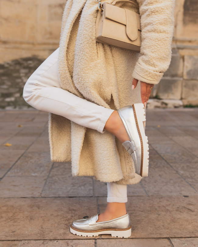 Mocassin femme argenté - Aya