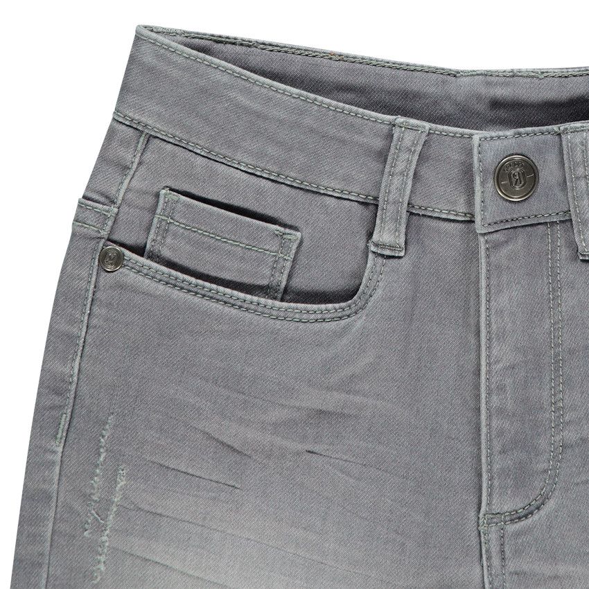 Bermuda en jean effet used - Gris chiné