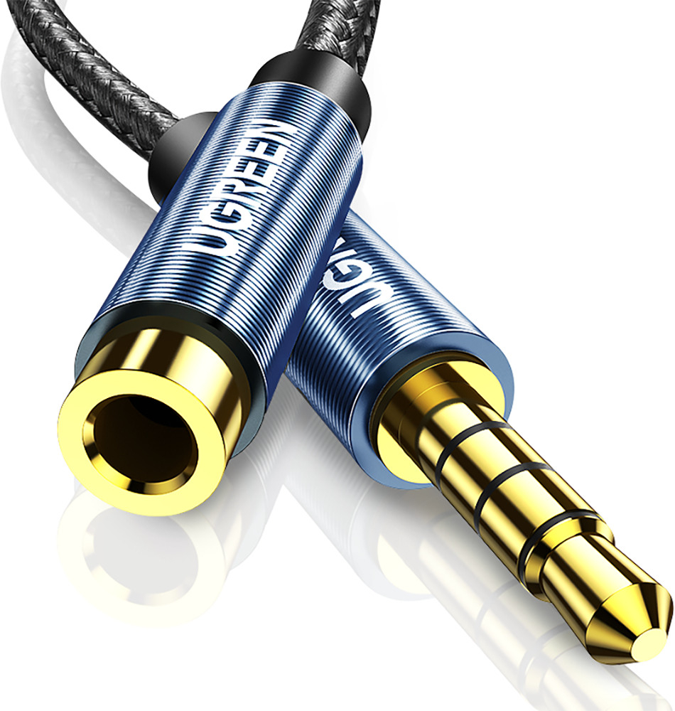 (2m) 3.5mm Audio Klinke Stecker Stereo AUX Nylon Verlängerungskabel mit vergoldeten Kontakten (40675) - Schwarz
