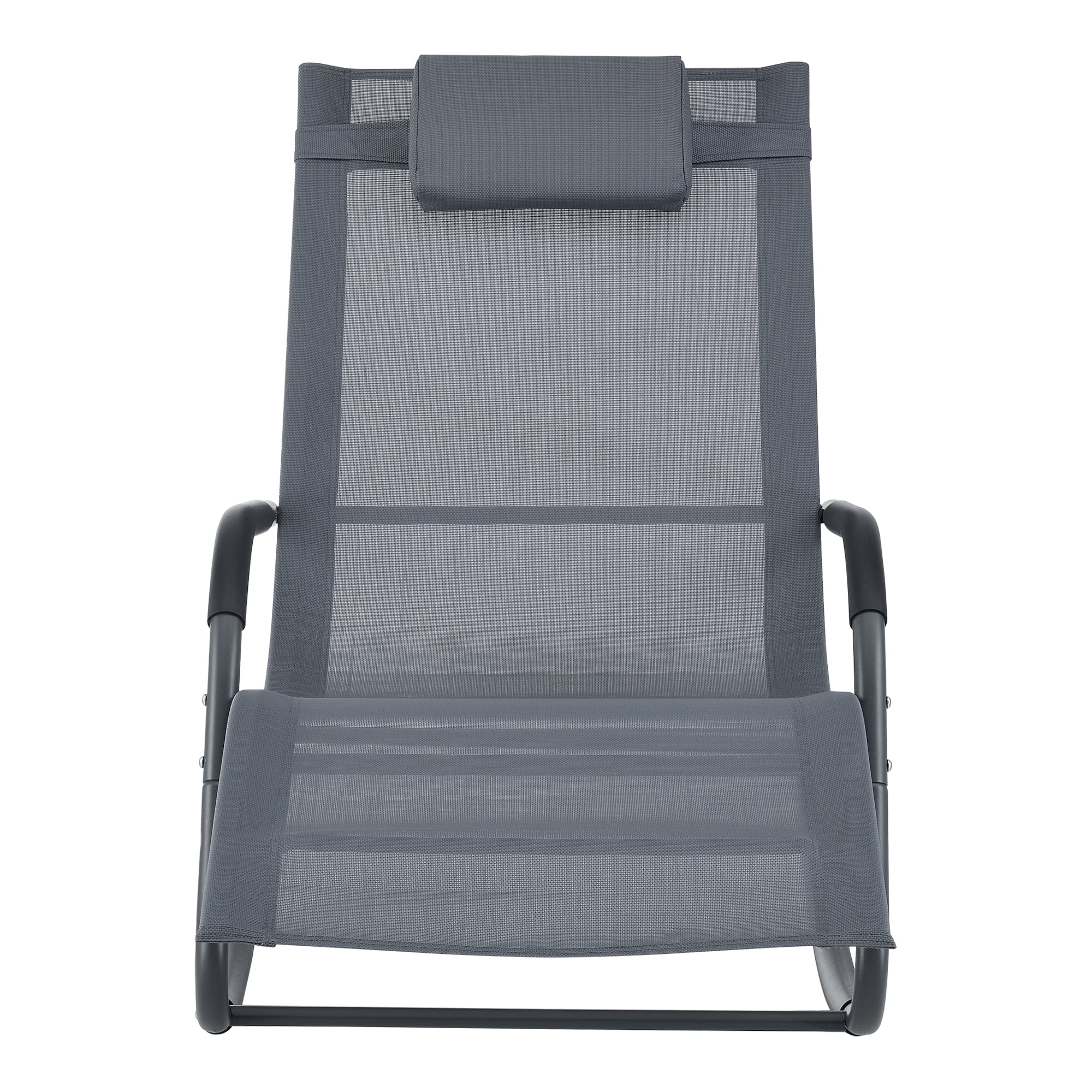 Bain de soleil à bascule acier textile 147 x 63 x 89 cm gris foncé