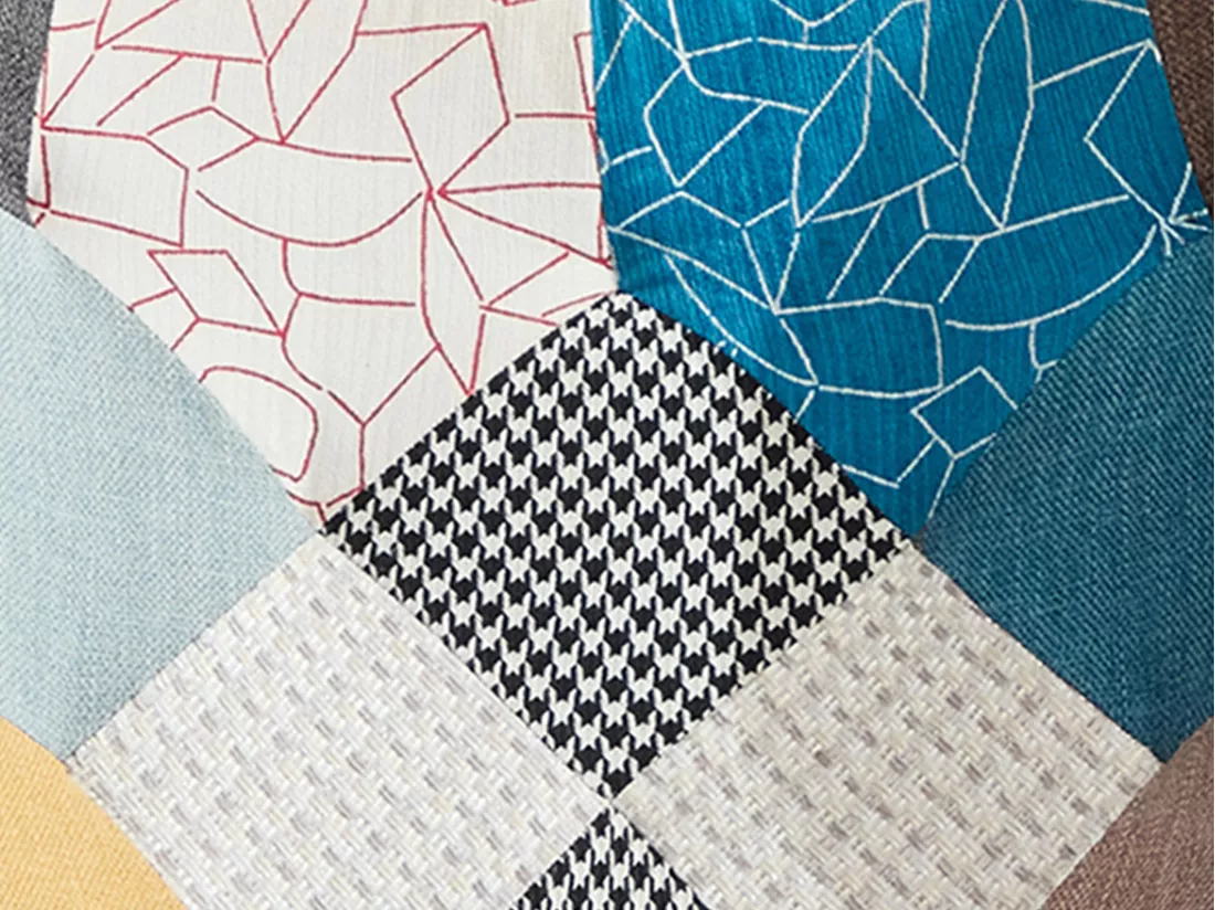 Fauteuil à bascule en tissu chiné patchwork multicolore ELMINA II