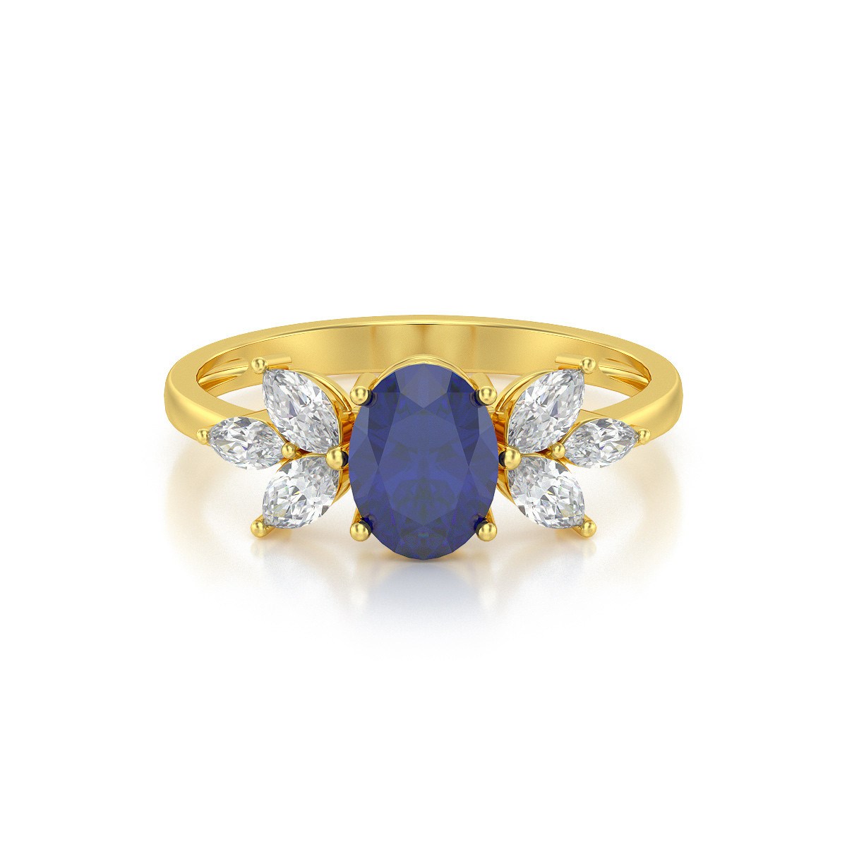 Bague ADEN Or 585 Jaune Saphir et diamants 1.938grs