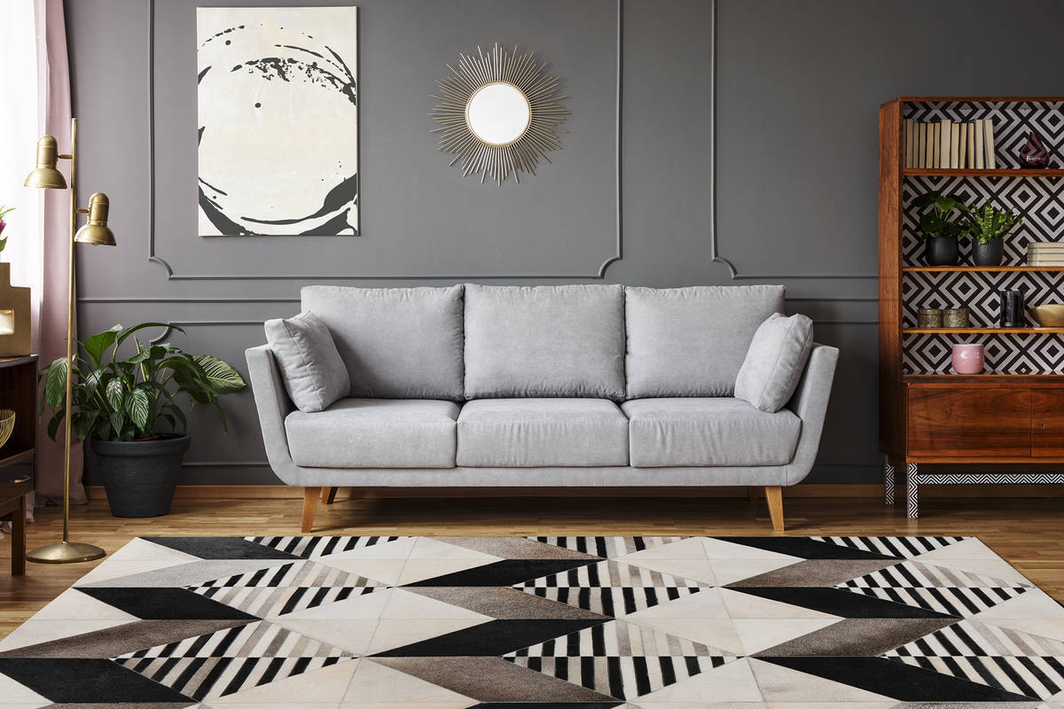 Lederteppich LAVIN 400 - schwarz-multi - Patchwork - 80x150 cm