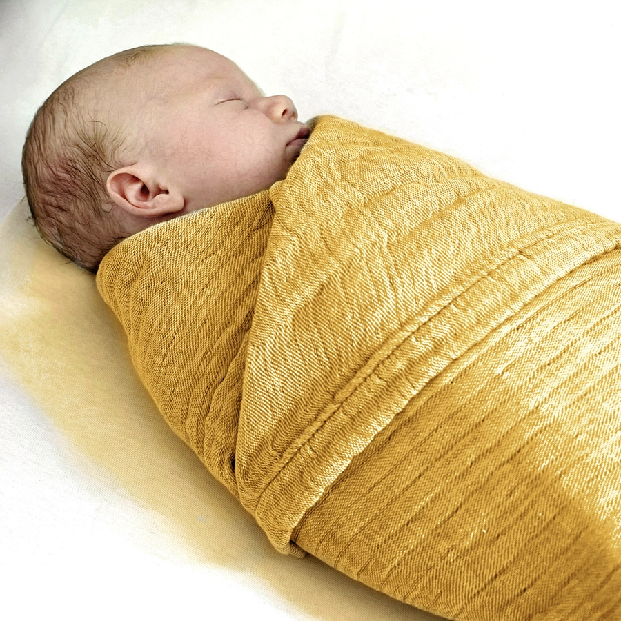 Nordic Coast Company Musselindecke curry gelb 80 x 80 cm