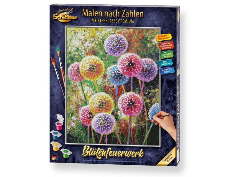 Schipper Malen nach Zahlen Blütenfeuerwerk Bilder malen für Erwachsene, inklusive Pinsel und Acrylfarben, 40 x 50 cm