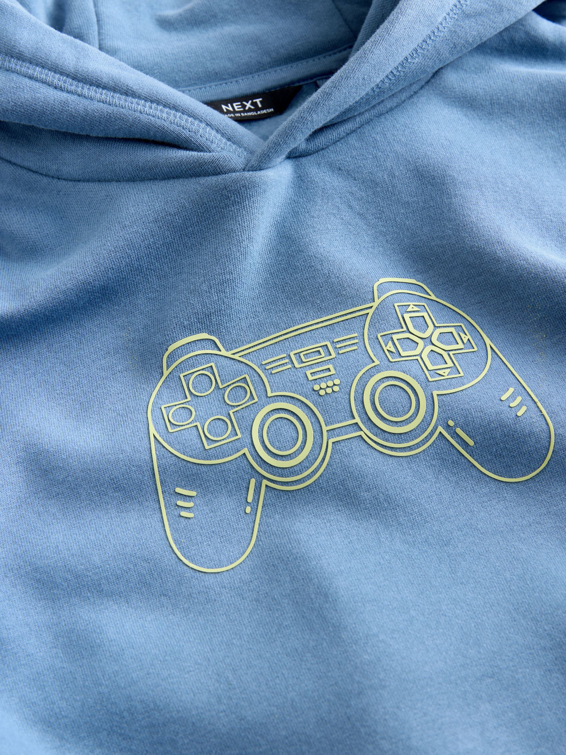 Blauwe controller - Grafische print hoodie voor oudere jongens (3-16jaar)