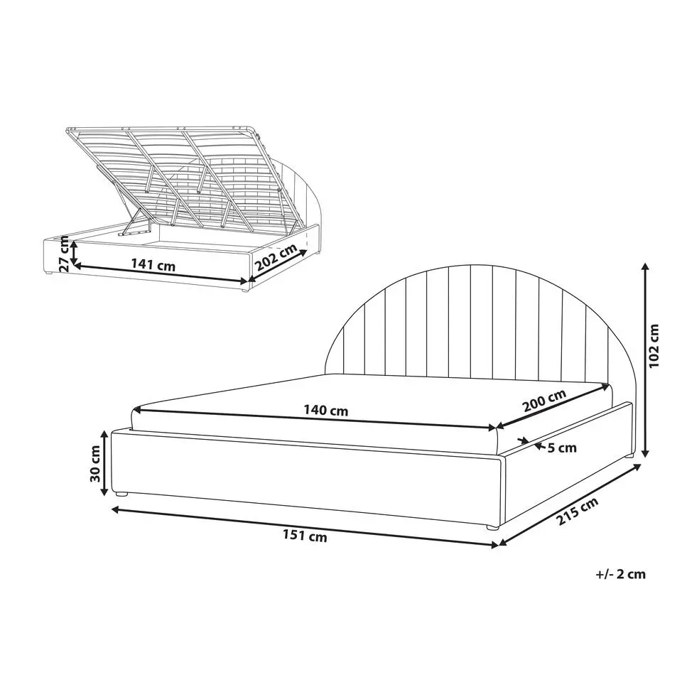 CHADENET - Bed met opbergruimte - Perzikroze - 140 x 200 cm - Bouclé