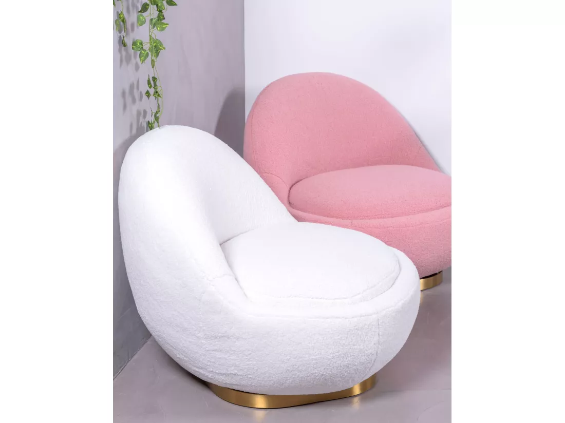Fauteuil pivotant design garni de coton - Corsica - Blanc