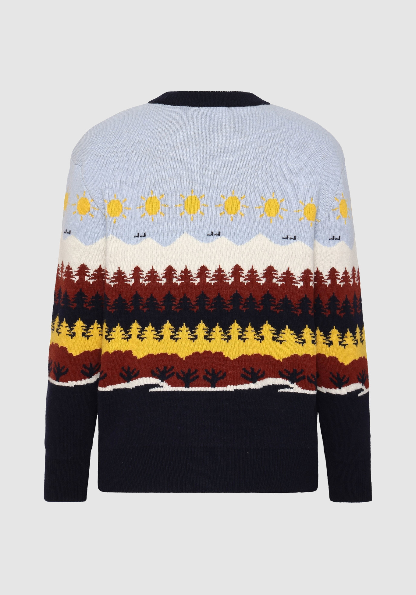 Knowledge Cotton Apparel Strickpullover Faroe Island Crew Neck Multi Color AOP