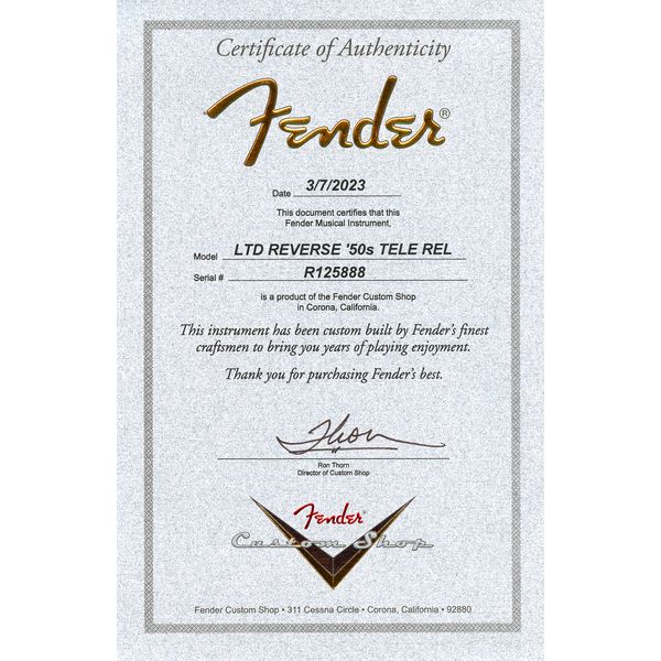Fender LTD Reverse 50s Tele AWB
