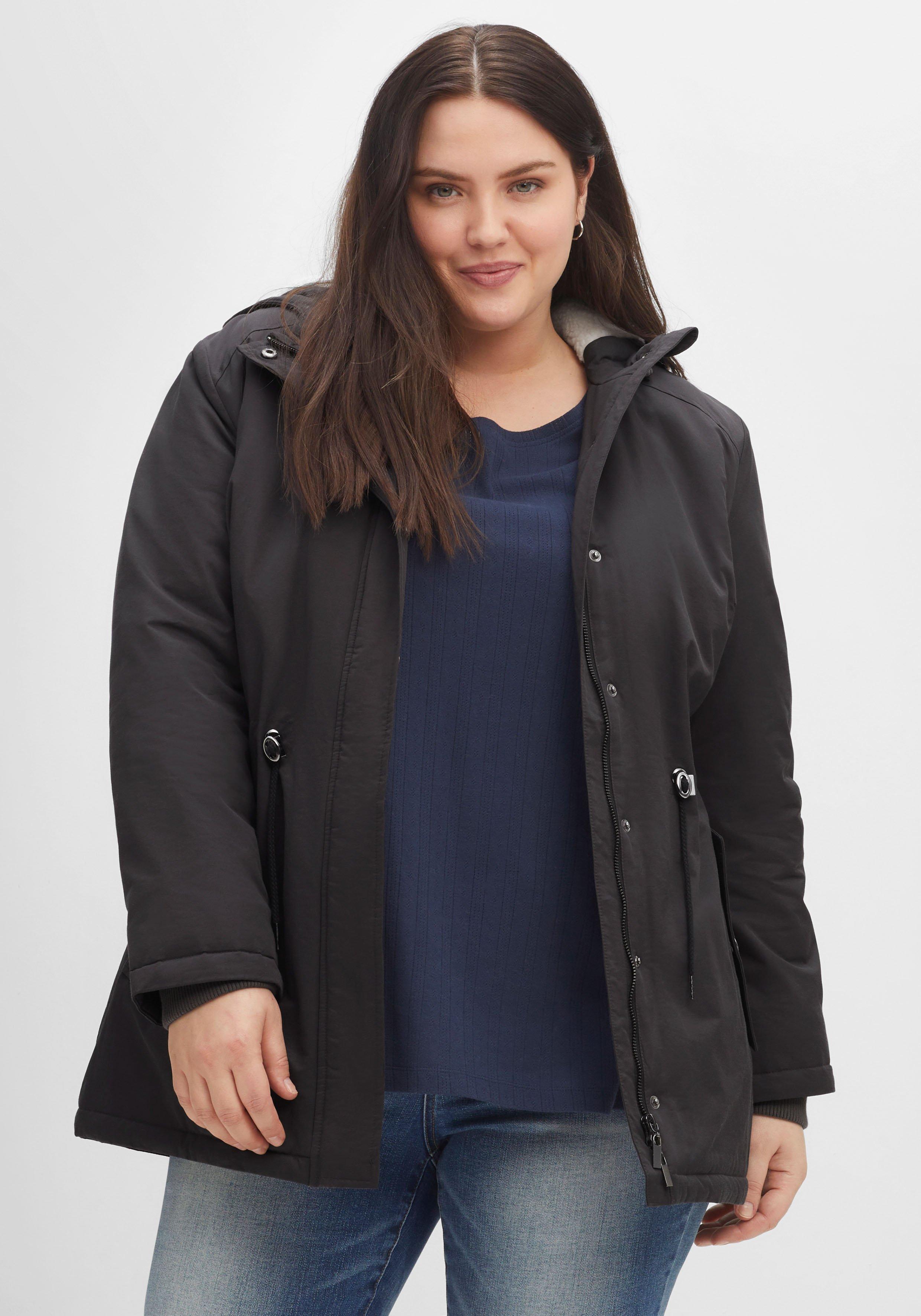 Longparka mit Teddyfutter und Taillen-Tunnelzug