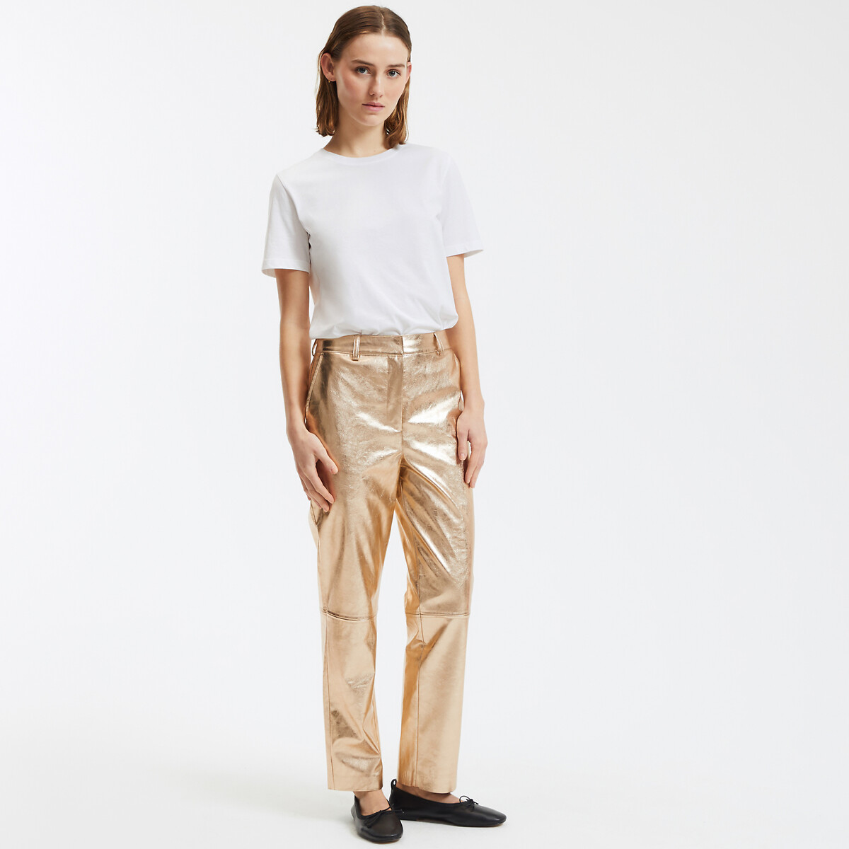 LA REDOUTE COLLECTIONS<br>Calças imitação cigarro douradas