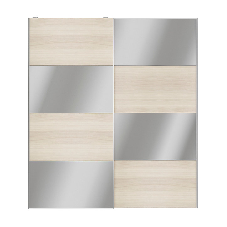 Portes de placard coulissantes 2 vantaux panneaux effet chêne et miroir GoodHome Atomia H. 225 x L. 200 x ép. 5,5 cm
