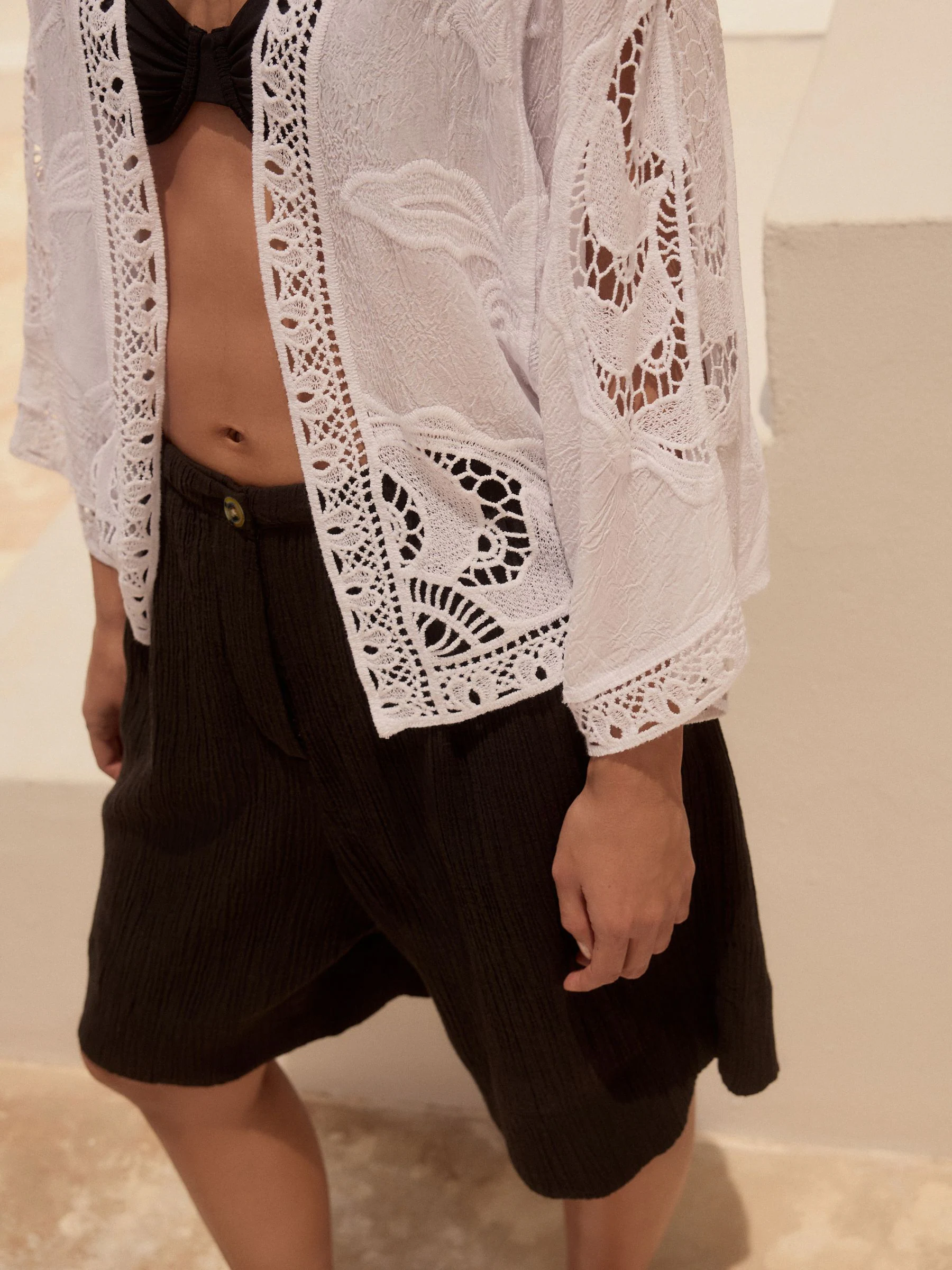 Wit - Witte gehaakte kimono