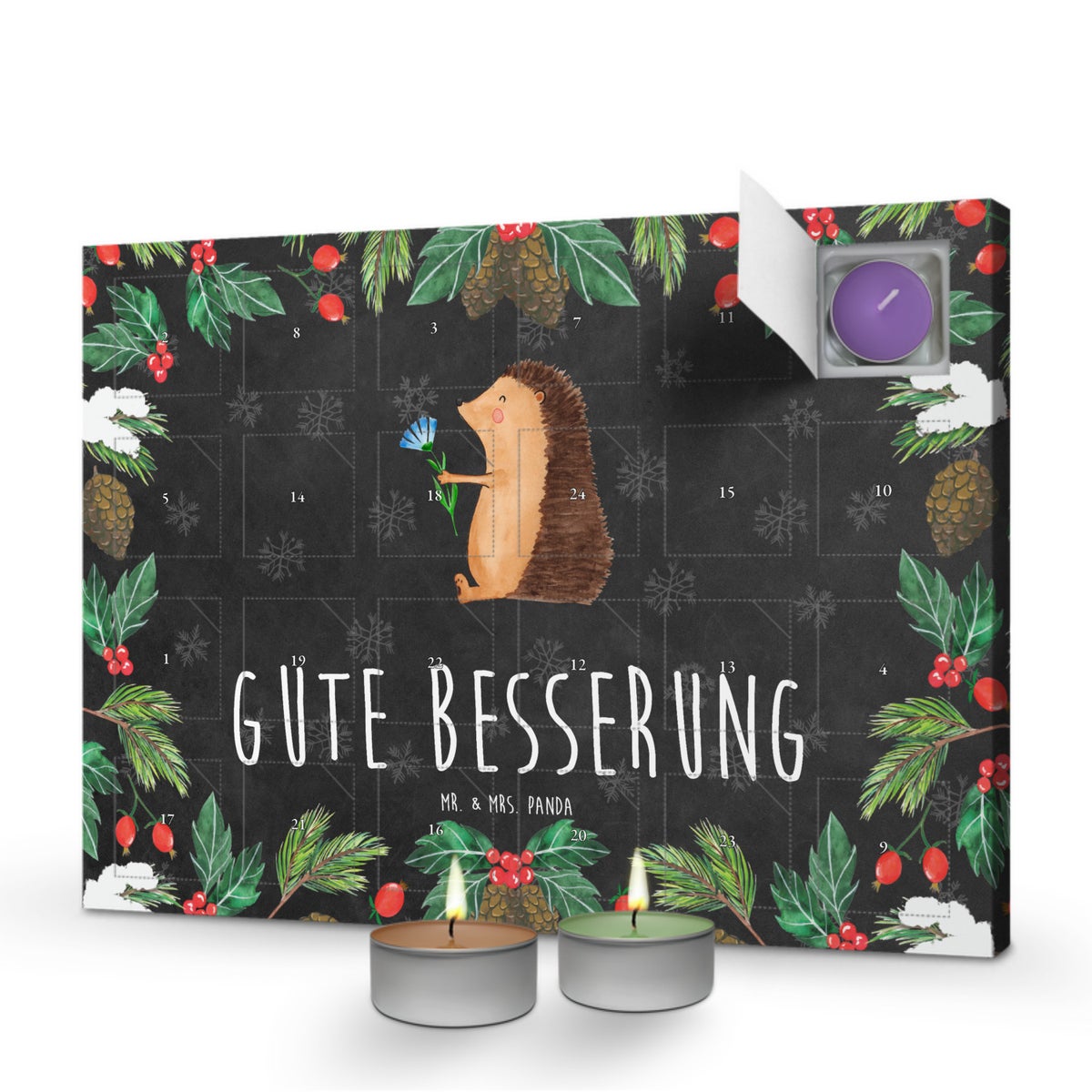 Mr. & Mrs. Panda Geurkaars Adventskalender Egelbloemen - Zwart