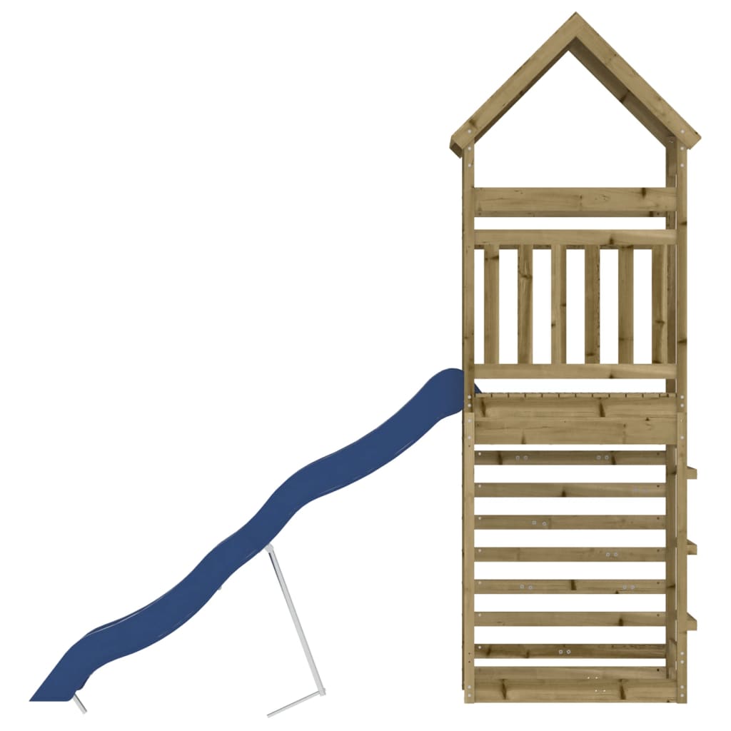 Aire de jeux d'extérieur balançoires toboggan portiques robuste jeux jardin 55 x 281 x 264 cm bois de pin imprégné