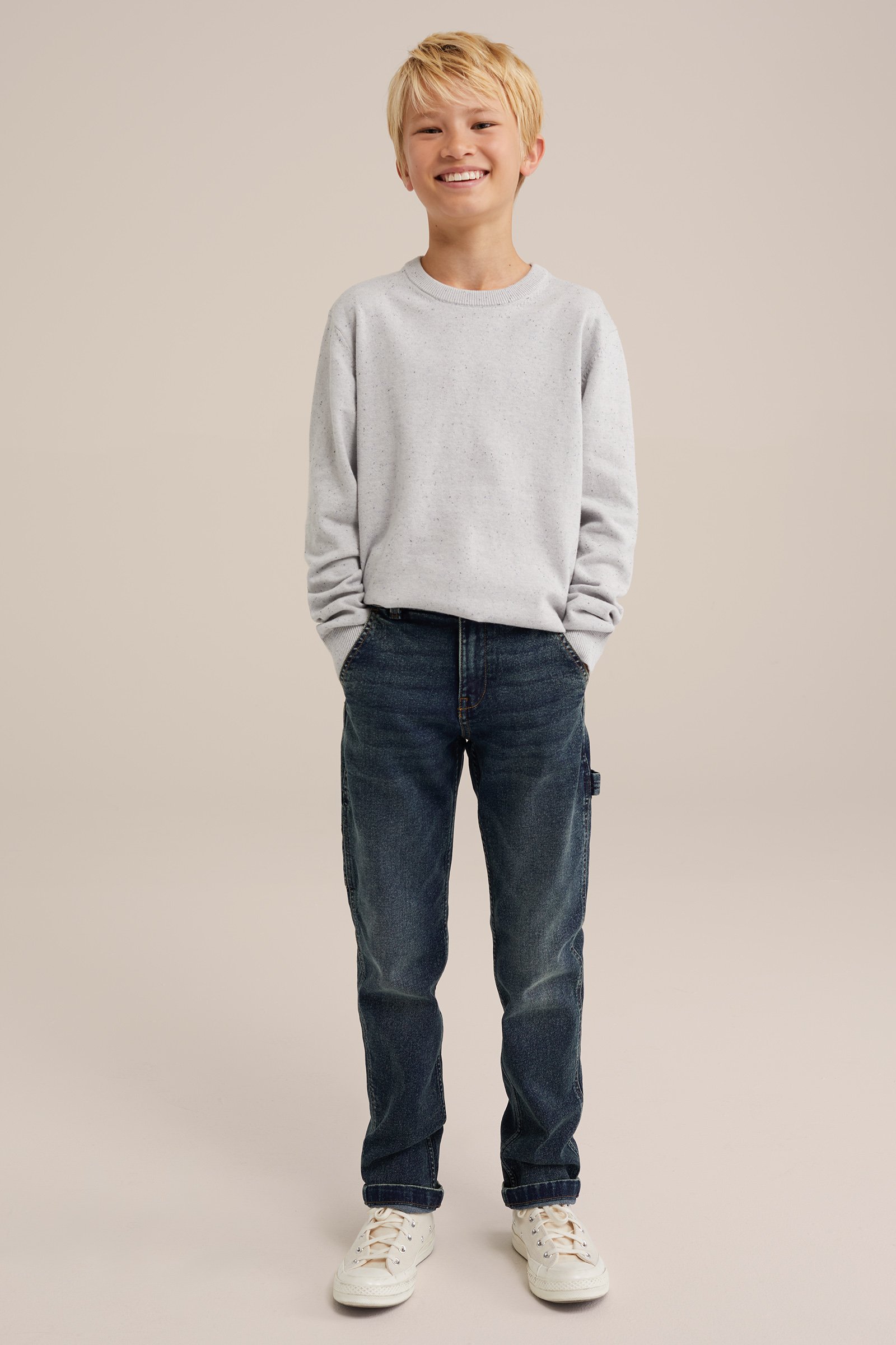 Jongens fijngebreide trui WE Fashion Lichtgrijs