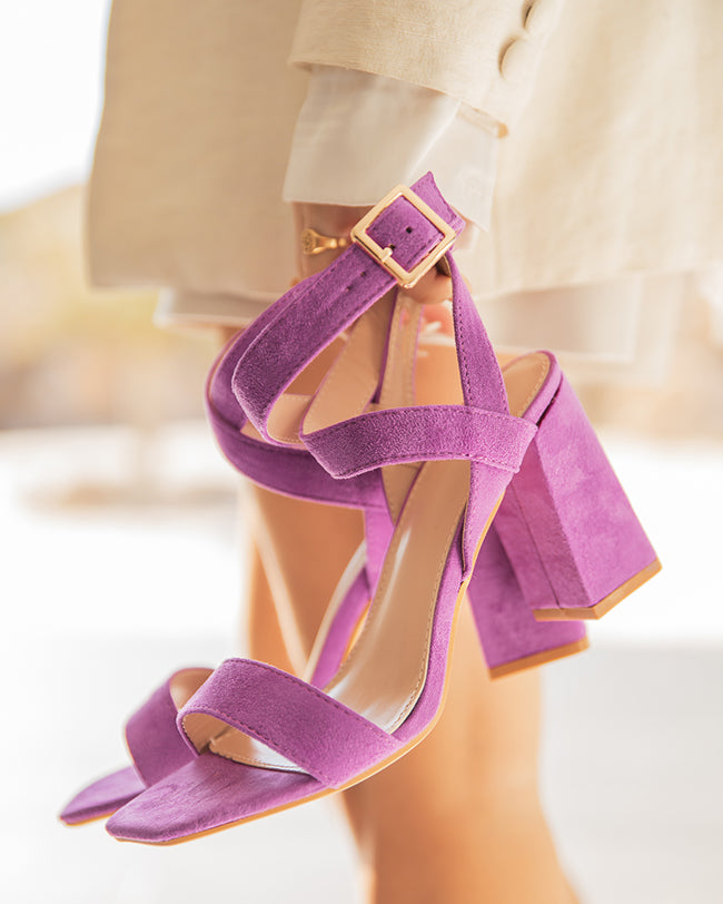 Sandale femme talon carré violet - Ruby