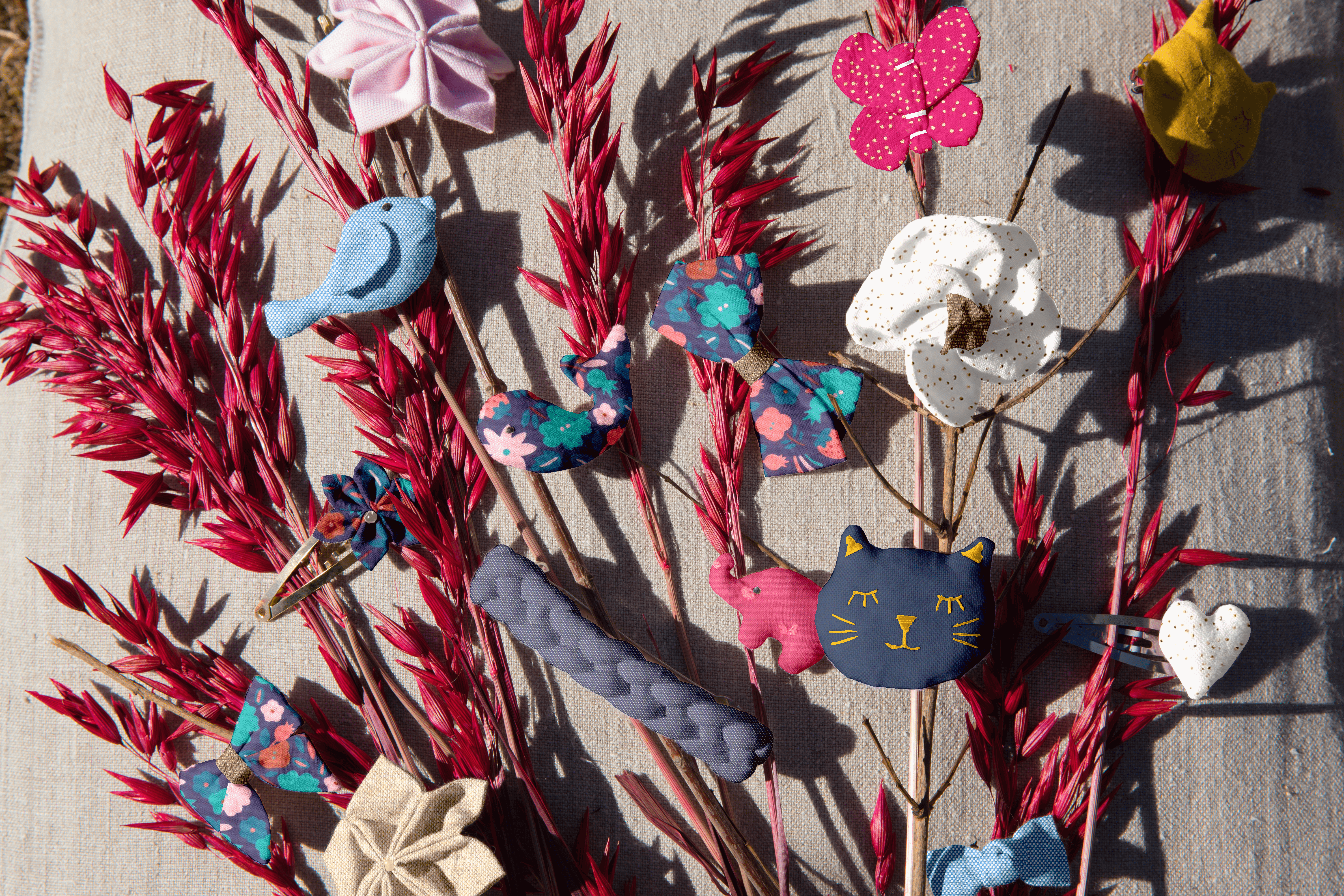 Barrette Petit Papillon Fuchsia Pailleté