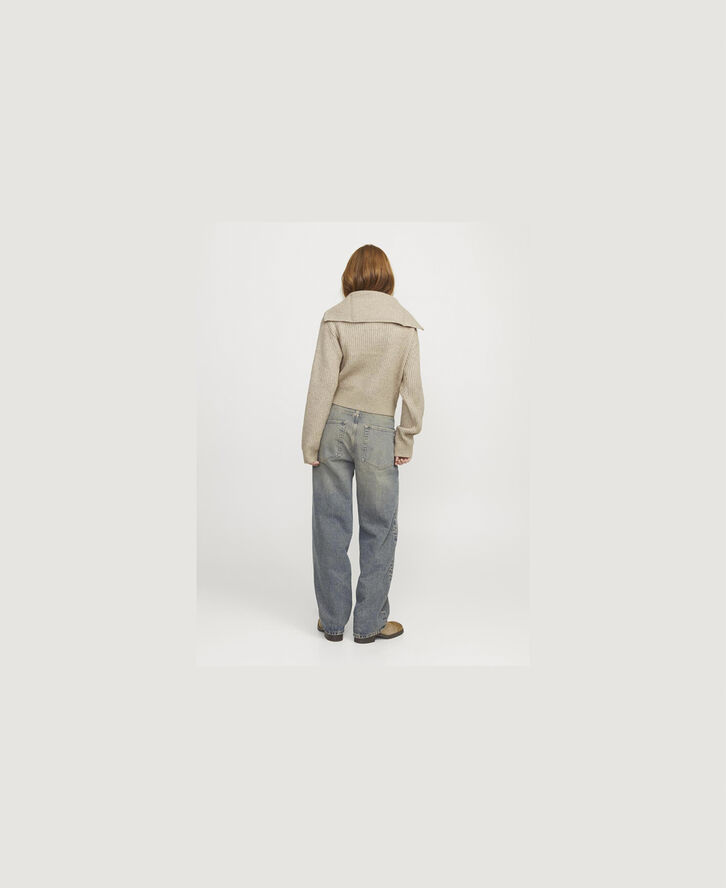 JJXX JXGILLY DIVERSE CARDIGAN KNIT LN Peyote//limeade neck piping