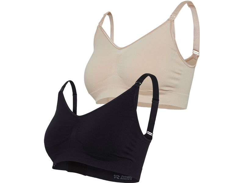 Carriwell Still-BH Seamless Original 2er Beige Schwarz L Nahtloser Umstands- und Still-BH mit BH-Verlängerung und einfachem Einhand-Öffnungsmechanismus