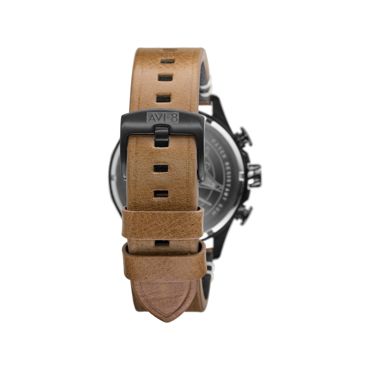 Montre AVI-8 homme chronographe acier cuir marron
