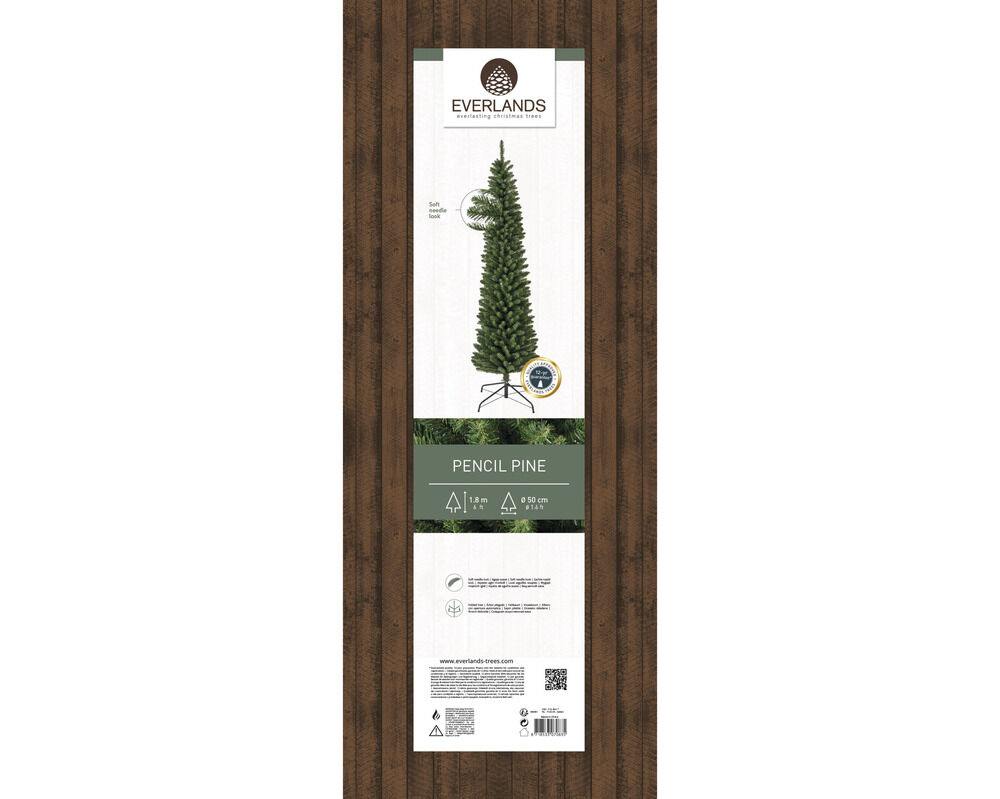Everlands Pencil Pine - Kunstkerstboom - Groen - 180 cm