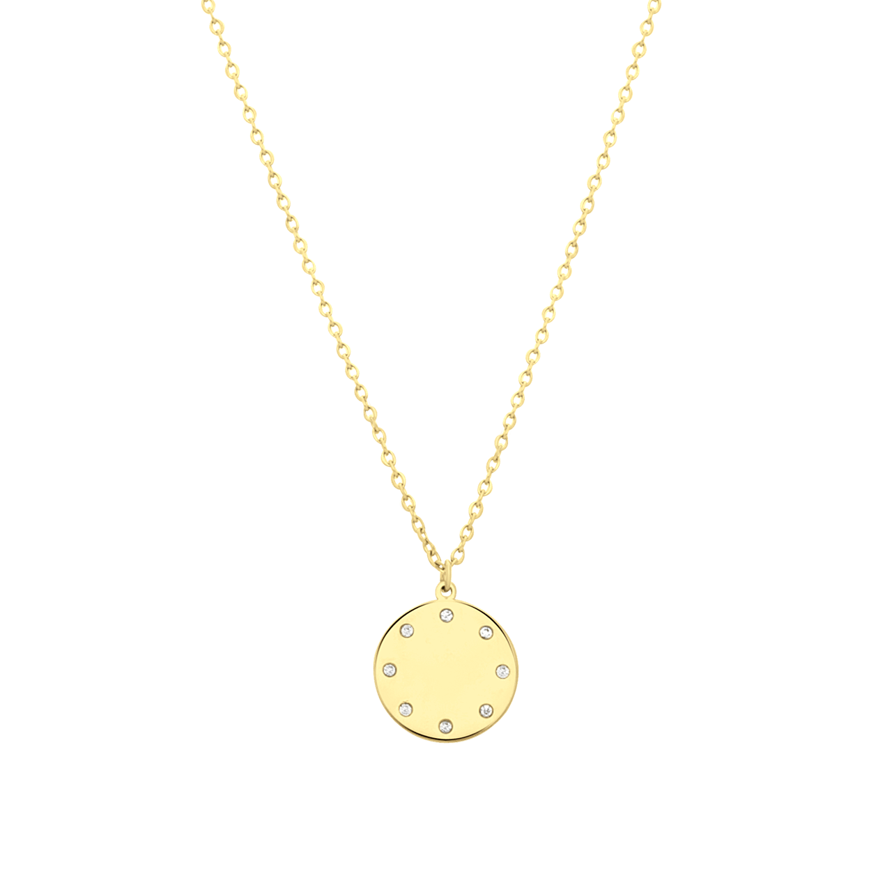 Stalen goldplated ketting met hanger disc